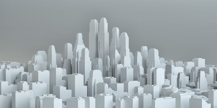 White city downtown isolated on gray background. 3d illustration