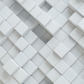 Abstract white blocks. Template background for your design. 3d illustration