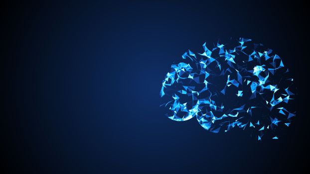 Low poly brain. Technology background. 3D rendered