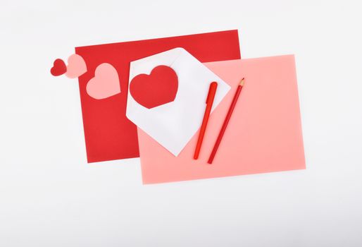 Mock up objects isolated on the topic - Valentine's Day, top view