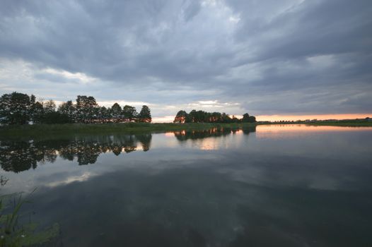 blue lake with cloudy sky, nature series