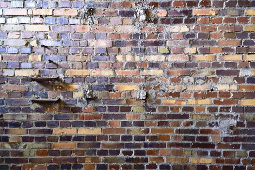 wide angle view of an old wall abandoned factory building