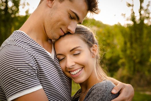 Portrait of a happy young couple in love 