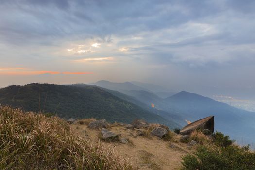 Tai Mo Shan sunset, hong kong famous mountain