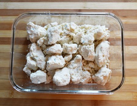 Oily turkish white cheese in glass plate