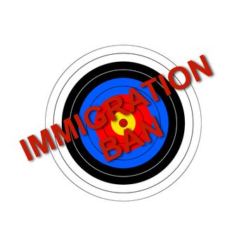 Sport target illustration with the text Immigration Ban.