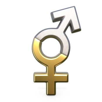 Male and female sign. 3D render illustration isolated on white background