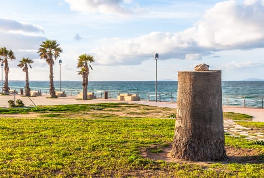 Coast of sardinia in a windy day of winter - marina di sorso