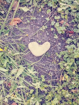 Stone in the shape of a heart in the garden.