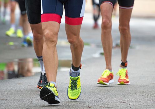 Racewalking. Marathon runner on the street.