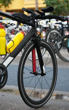 Bicycle after race on the street.