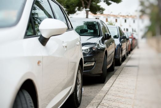 Cars parked along the street.