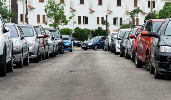 Cars parked along the street.