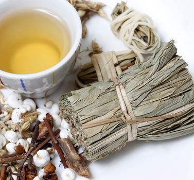 Ingredients for Asian tonic drink with exotic details