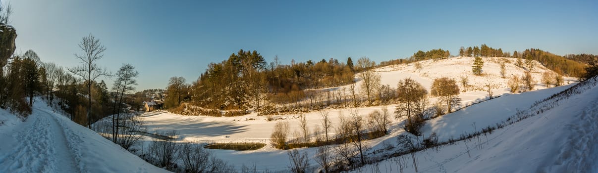 Winter Panorama landscape of Bavaria, Germany