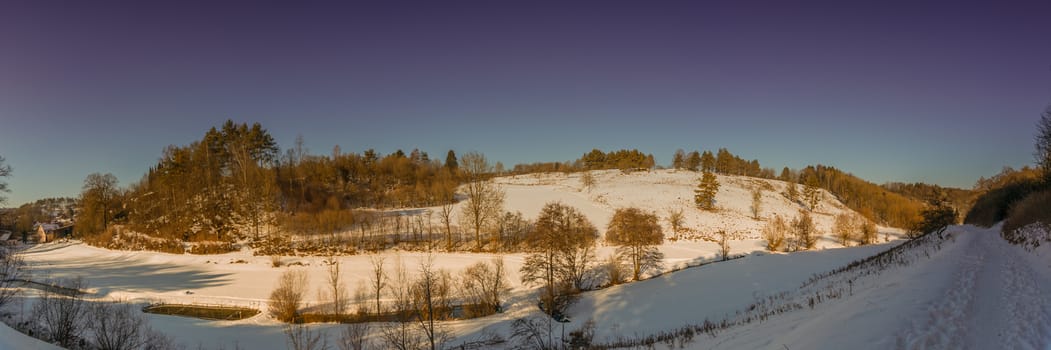 Winter Panorama landscape of Bavaria, Germany
