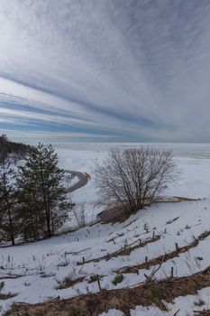 winter snow sea coast Baltic Sea Latvia Saulkrasti