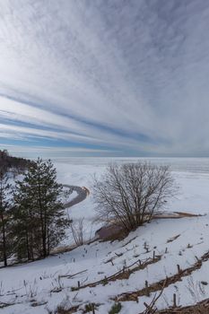 winter snow sea coast Baltic Sea Latvia Saulkrasti