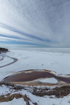 winter snow sea coast Baltic Sea Latvia Saulkrasti