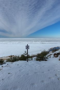 winter snow sea coast Baltic Sea Latvia Saulkrasti