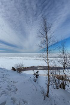 winter snow sea coast Baltic Sea Latvia Saulkrasti