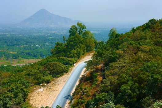 Amazing Vietnam landscape for adventure tourism,  green jungle make beautiful scene for eco travel, Ngoan Muc mountain pass conect Phan Rang with Dalat city