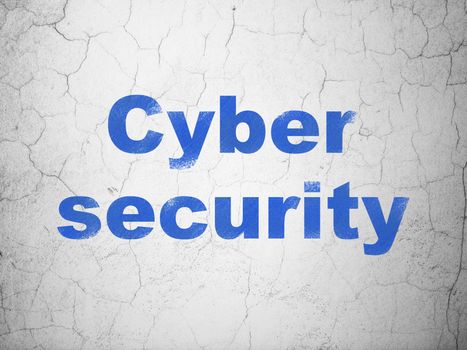 Security concept: Blue Cyber Security on textured concrete wall background