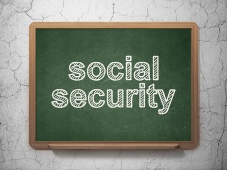 Safety concept: text Social Security on Green chalkboard on grunge wall background, 3D rendering