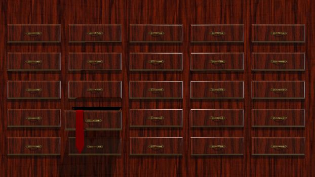 3D Illustration Abstract Background a Wooden Locker with Tie