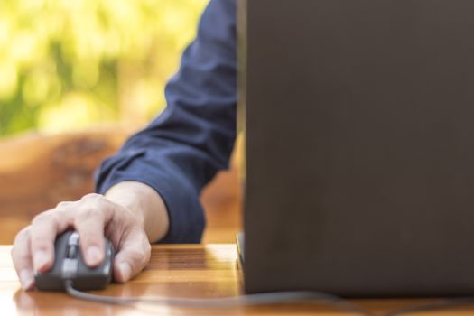 businessman hand working with new modern computer and business strategy as concept.