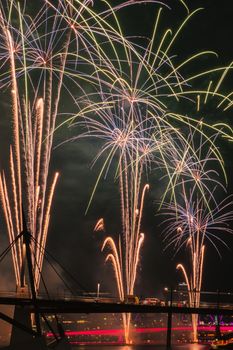 Festival with fireworks in Brisbane City, Queensland, Australia