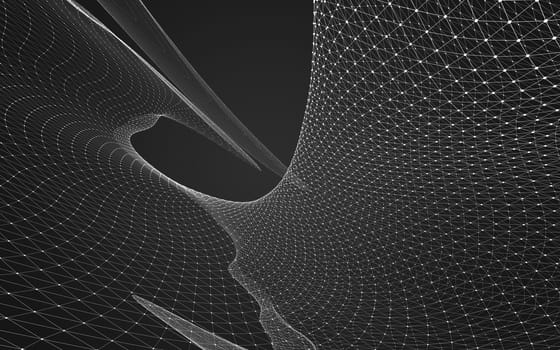 Abstract polygonal space low poly dark background with connecting dots and lines. Connection structure. 3d rendering