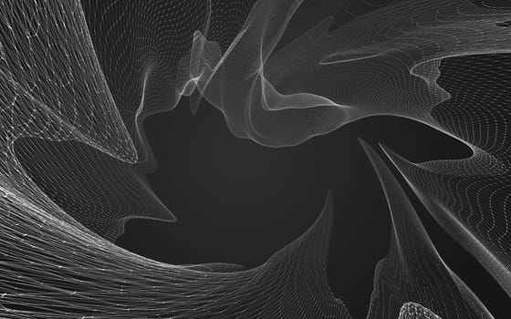 Abstract polygonal space low poly dark background with connecting dots and lines. Connection structure. 3d rendering