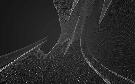 Abstract polygonal space low poly dark background with connecting dots and lines. Connection structure. 3d rendering