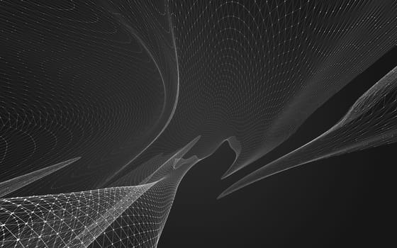 Abstract polygonal space low poly dark background with connecting dots and lines. Connection structure. 3d rendering