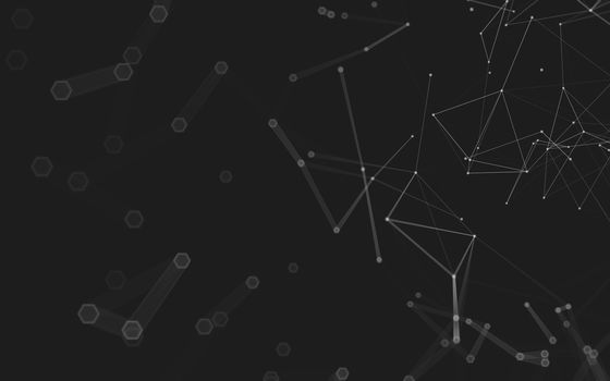 Abstract polygonal space low poly dark background with connecting dots and lines. Connection structure. 3d rendering