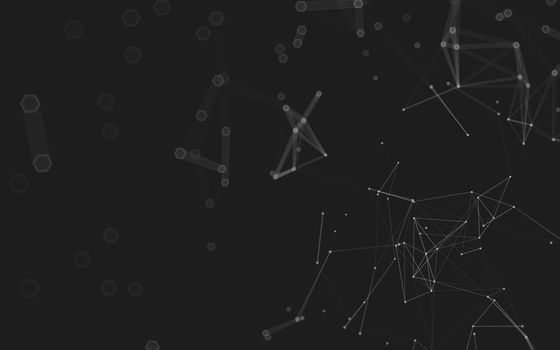 Abstract polygonal space low poly dark background with connecting dots and lines. Connection structure. 3d rendering