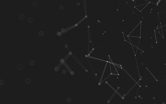 Abstract polygonal space low poly dark background with connecting dots and lines. Connection structure. 3d rendering