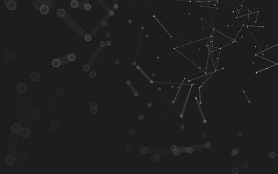 Abstract polygonal space low poly dark background with connecting dots and lines. Connection structure. 3d rendering