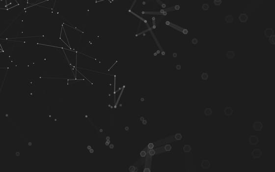 Abstract polygonal space low poly dark background with connecting dots and lines. Connection structure. 3d rendering