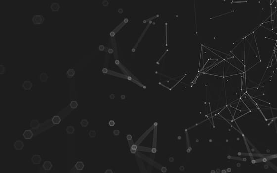 Abstract polygonal space low poly dark background with connecting dots and lines. Connection structure. 3d rendering