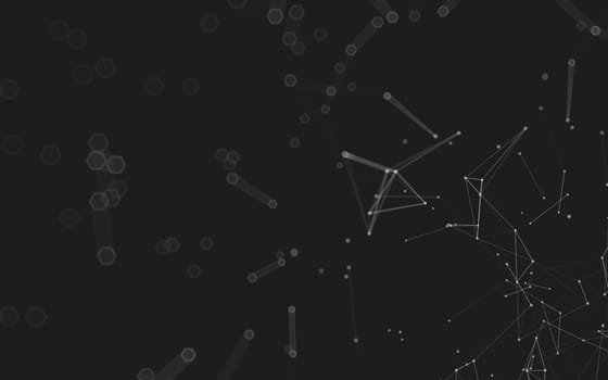 Abstract polygonal space low poly dark background with connecting dots and lines. Connection structure. 3d rendering