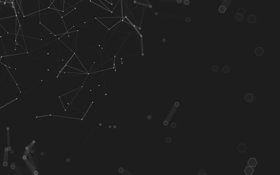 Abstract polygonal space low poly dark background with connecting dots and lines. Connection structure. 3d rendering