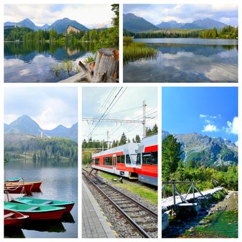 Photo collage with photos of  High Tatra mountains, places and nature.