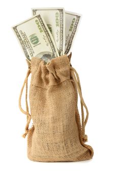 Bag full of money isoated on a white background