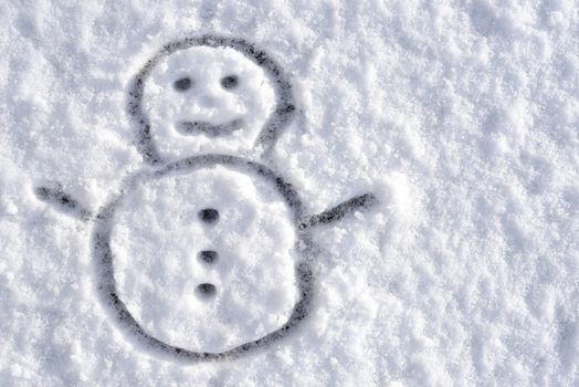 snowman sketch drawn in real snow