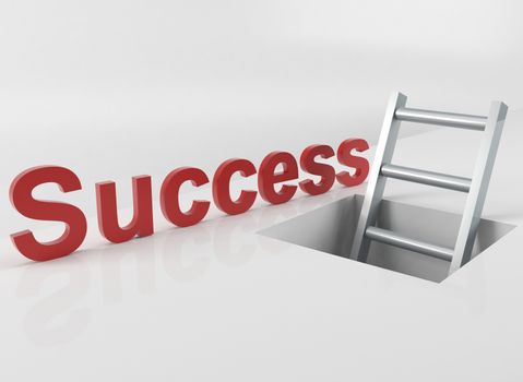 3D render of a ladder and text at the top saying Success