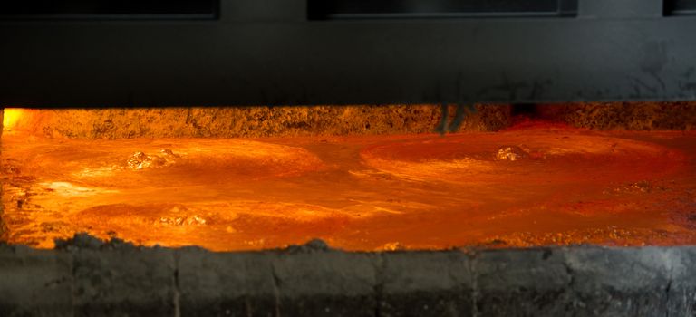 Hot steel pouring in steel plant, iron, aluminium