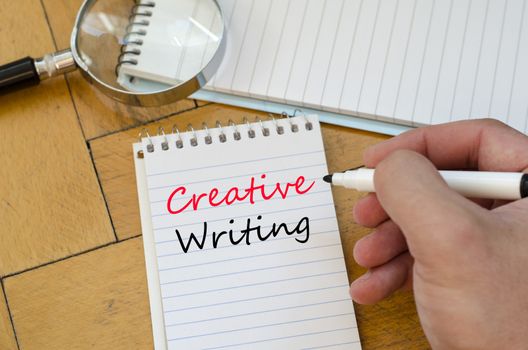 Creative writing text concept write on notebook