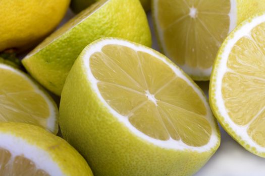 Cut lemons and isolated with white background